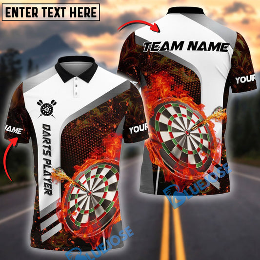 BlueJose Darts Flame Dartboard Strike Multicolor Options Personalized Name Shirt (4 Colors)