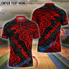 BlueJose Bowling And Pins Golden Tribal Eagle Design Customized Name, Team Name 3D Shirt (4 Colors)