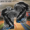 BlueJose Bowling And Pins Golden Tribal Eagle Design Customized Name, Team Name 3D Shirt (4 Colors)