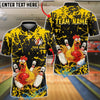BlueJose Bowling And Pins Chicken Funny Cartoon Strike Graphic Customized Name, Team Name 3D Shirt (6 Colors)