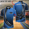 BlueJose Bowling And Pins Modern Strike Ball Motion Graphic Customized Name, Team Name 3D Shirt (4 Colors)