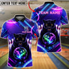 BlueJose Bowling And Pins Neon Panther Strike Electric Glow Ball Design Customized Name, Team Name 3D Shirt (4 Colors)