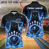 BlueJose Bowling And Pins Galaxy Cat Neon Cosmic Bowling Ball Design Customized Name, Team Name 3D Shirt (4 Colors)