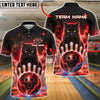 BlueJose Bowling And Pins Galaxy Cat Neon Cosmic Bowling Ball Design Customized Name, Team Name 3D Shirt (4 Colors)