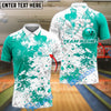 BlueJose Bowling And Pins Paint Splash Strike Artistic Pattern Customized Name, Team Name 3D Shirt (4 Colors)