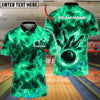 BlueJose Bowling And Pins Fire Smoke Strike Pins Dynamic Effect Customized Name, Team Name 3D Shirt (4 Colors)