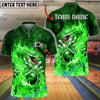 BlueJose Bowling And Pins Fire Snake Strike Fantasy Animal Design Customized Name, Team Name 3D Shirt (4 Colors)