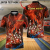BlueJose Bowling And Pins Lightning Strike Pins Energy Flame Design Customized Name, Team Name 3D Shirt (4 Colors)