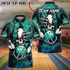 BlueJose Bowling And Pins Cyber Skull Neon Circuit Graphic Customized Name, Team Name 3D Shirt (4 Colors)