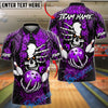 BlueJose Bowling And Pins Cyber Skull Neon Circuit Graphic Customized Name, Team Name 3D Shirt (4 Colors)