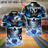 BlueJose Bowling And Pins Neon Skull Electric Energy Bowling Ball Dark Graphic Customized Name, Team Name 3D Shirt (4 Colors)