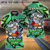 BlueJose Bowling And Pins Cartoon Shark Strike Fun Game Graphic Customized Name, Team Name 3D Shirt (4 Colors)
