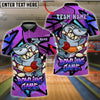 BlueJose Bowling And Pins Cartoon Shark Strike Fun Game Graphic Customized Name, Team Name 3D Shirt (4 Colors)