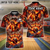 BlueJose Bowling And Pins Lava Dragon Fire Breath Explosion Strike Graphic Customized Name, Team Name 3D Shirt (4 Colors)