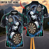BlueJose Darts Horror Skull Girl Bloody Gothic Style Personalized Name, Team Name Unisex Shirt (4 Colors)