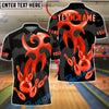 BlueJose Bowling & Pins Golden Crown Strike Emblem Customized Name, Team Name 3D Shirt (6 Colors)