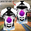 BlueJose Bowling & Pins Lightning Strike Fire Ball Graphic Customized Name, Team Name 3D Shirt (4 Colors)