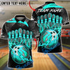 BlueJose Bowling & Pins Lightning Ball Electric Strike Customized Name, Team Name 3D Shirt (4 Colors)