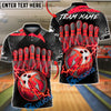 BlueJose Bowling & Pins Lightning Ball Electric Strike Customized Name, Team Name 3D Shirt (4 Colors)