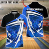 BlueJose Bowling & Pins Fire Strike Swirl Design Customized Name, Team Name 3D Shirt (4 Colors)