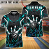 BlueJose Bowling And Pins Black Strike Flame Customized Name, Team Name 3D Shirt (4 Colors)