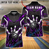 BlueJose Bowling And Pins Black Strike Flame Customized Name, Team Name 3D Shirt (4 Colors)
