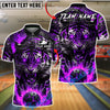 BlueJose Bowling And Pins Fierce Tiger Flaming Bowling Ball Power Customized Name, Team Name 3D Shirt (4 Colors)