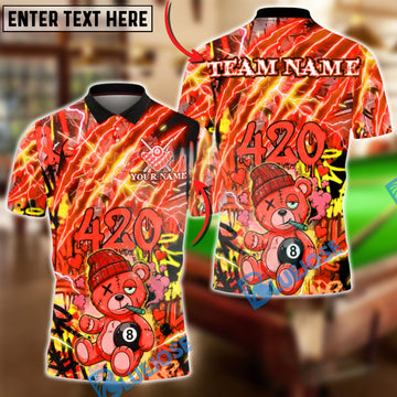 BlueJose Billiards Ball 8 420 Bear Electric Design Customized Name, Team Name 3D Shirt (4 Colors)