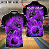 BlueJose Bowling And Pins Leaping Tiger Fire Effect Customized Name, Team Name 3D Shirt (6 Colors)