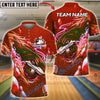 BlueJose Bowling & Pins Shark Striking Ball Neon Ocean Style Customized Name, Team Name 3D Shirt (4 Colors)