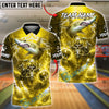 BlueJose Bowling & Pins Shark & Scuba Skull Electric Ocean Graphic Customized Name, Team Name 3D Shirt (6 Colors)