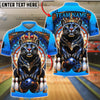 BlueJose Bowling & Pins Royal Panther Crown Customized Name, Team Name 3D Shirt (6 Colors)