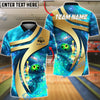 BlueJose Bowling & Pins Cosmic Galaxy Bowling Ball Neon Graphic Customized Name, Team Name 3D Shirt (4 Colors)