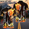 BlueJose Darts Flaming Biker Skull Middle Finger Multicolor Options Personalized Name Shirt (4 Colors)