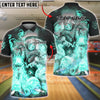 BlueJose Bowling & Pins Grim Reaper Skull Smoke Customized Name, Team Name 3D Shirt (4 Colors)