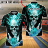 BlueJose Bowling And Pins Flaming King Smoke Skull Customized Name, Team Name 3D Shirt (4 Colors)