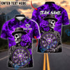 BlueJose Darts Skull Gothic Lightning Skull with Rose Dartboard Design Personalized Name, Team Name Unisex Shirt (4 Colors)