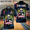 BlueJose Bowling And Pins Cool Panda Sunglasses Design Customized Name, Team Name 3D Shirt (4 Colors)