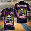 BlueJose Bowling And Pins Cool Panda Sunglasses Design Customized Name, Team Name 3D Shirt (4 Colors)