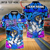BlueJose Bowling & Pins Smile Face Neon Graffiti Customized Name, Team Name 3D Shirt (4 Colors)