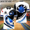 BlueJose Bowling & Pins Fire White & Black Customized Name, Team Name 3D Shirt (4 Colors)