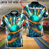 BlueJose Bowling & Pins Neon Splash Art Customized Name, Team Name 3D Shirt (4 Colors)
