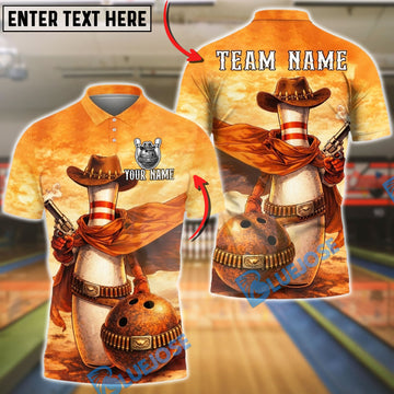 BlueJose Bowling Western Cowboy Vintage Style Art Personalized Name, Team Name 3D Shirt