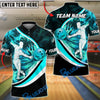 BlueJose Bowling & Pins Player Silhouette Flame Swoosh Customized Name, Team Name 3D Shirt (4 Colors)
