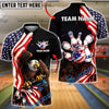 BlueJose Bowling American Flag Eagle Strike Patriotic Design Personalized Name, Team Name 3D Shirt