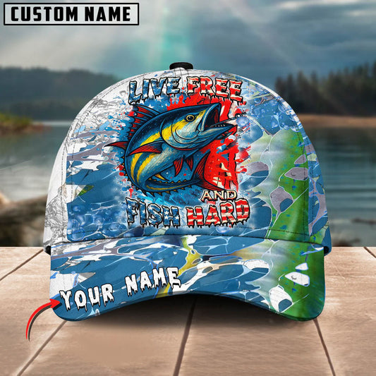 BlueJose Tuna Live Free Fish Hard Design Personalized Cap