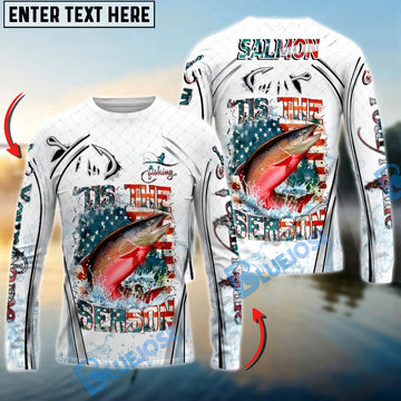Bluejose Salmon Fishing Aggressive Splash Design Custom Name & Team Name 3D Shirts