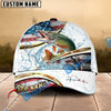 BlueJose Fishing Power Strike Vintage American Flag Design Personalized Cap (12 Breeds)