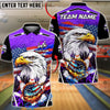 BlueJose Bowling & Pins Patriotic Eagle Flaming Strike Customized Name, Team Name 3D Shirt (4 Colors)