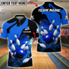 BlueJose Bowling & Pins Flame Swirl Power Shot Customized Name, Team Name 3D Shirt (4 Colors)